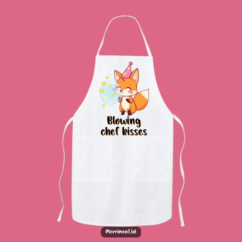 Funny Fox Party Apron: Cook Up Fun with a Festive Bubble-Blowing Fox