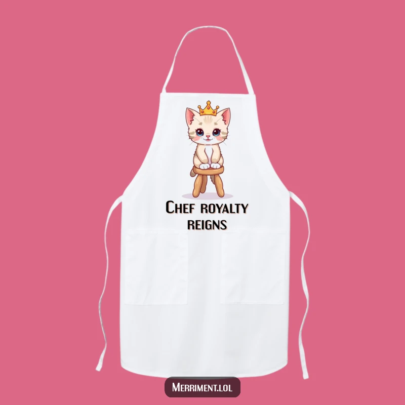 Funny Kitten Crown Apron - Playful Kitchen Gift for Royal Cooks