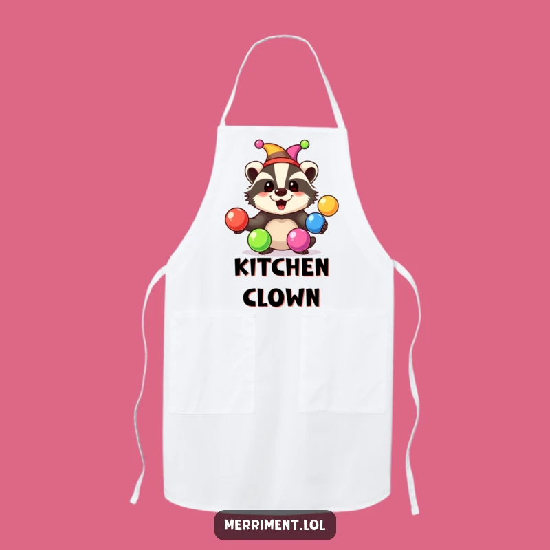 Funny Badger Jester Apron: Cook up fun with circus flair!