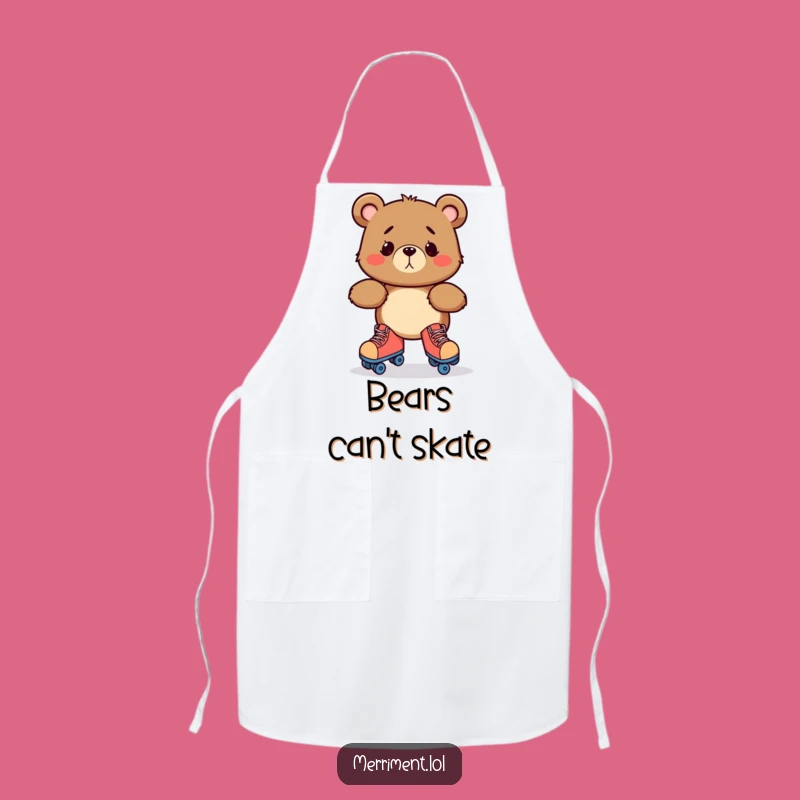Funny Bewildered Bear Roller Skate Apron: Hilarious Kitchen Wobble Gift