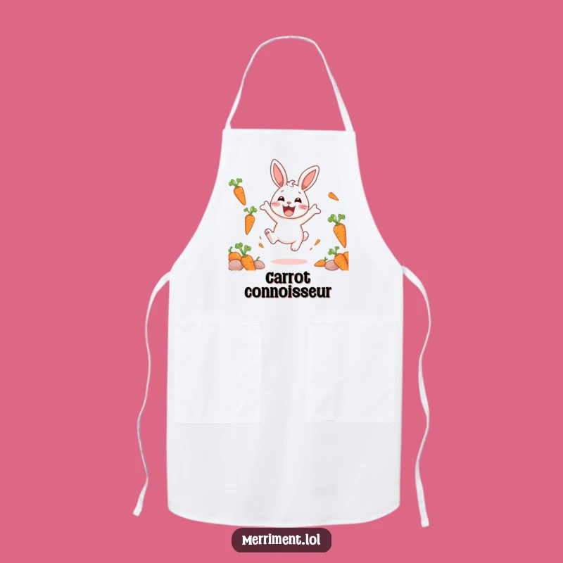 Funny Delighted Rabbit Carrot Apron: Joyful Bouncing Kitchen Gift
