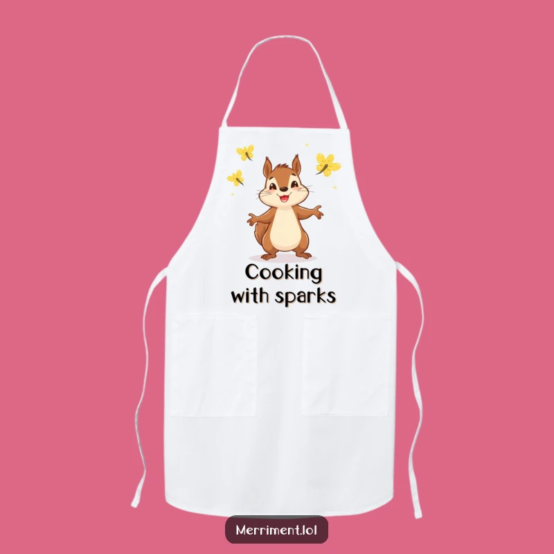 Funny Squirrel Juggling Apron: Cook with Enthusiasm, Hilarious Firefly Design