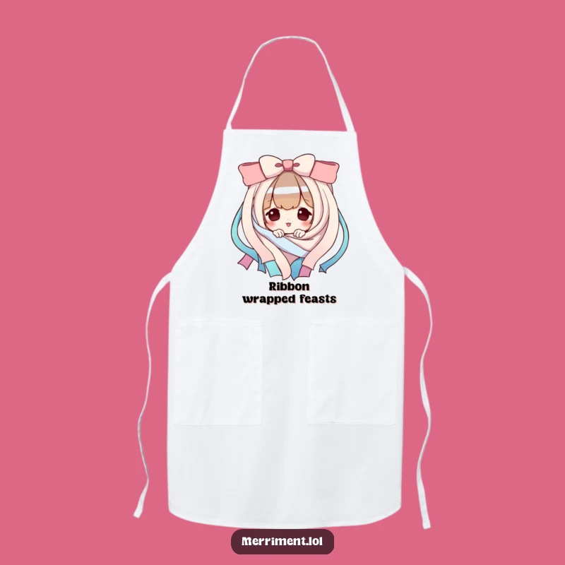 Funny Playful Character Apron: Ribbon Surprise Chef's Delight, Perfect Funny Gift
