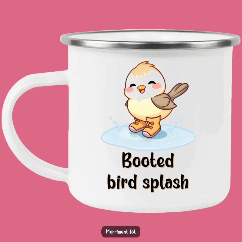 Funny Chickadee Puddle Splash Camping Mug: Enjoy Drinks with Hilarious Birdie Adventures