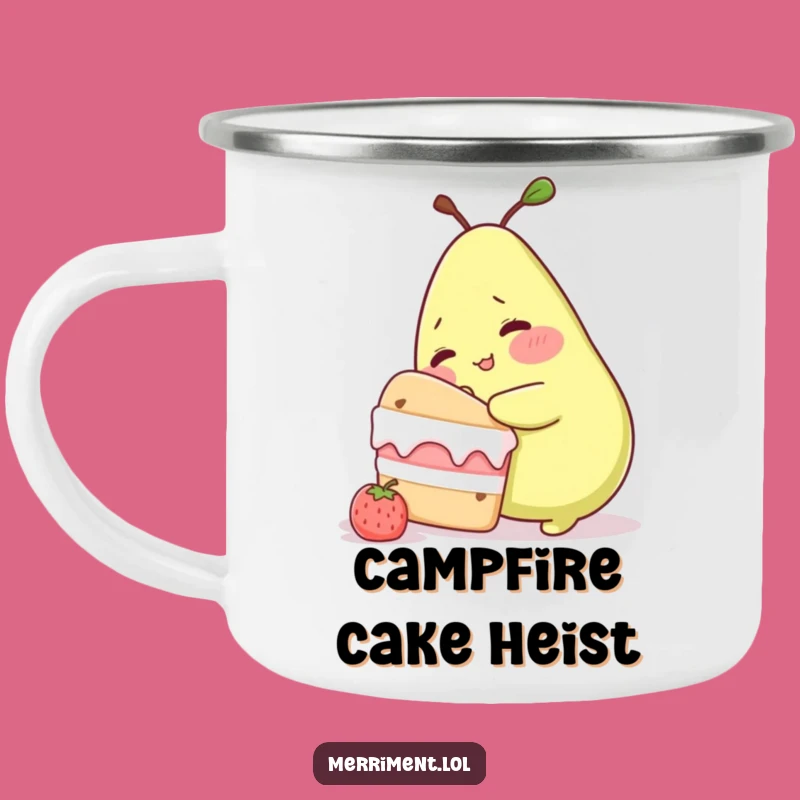 Funny Blushing Pear Cake Sneak Camping Mug: Sweet Trailside Treat