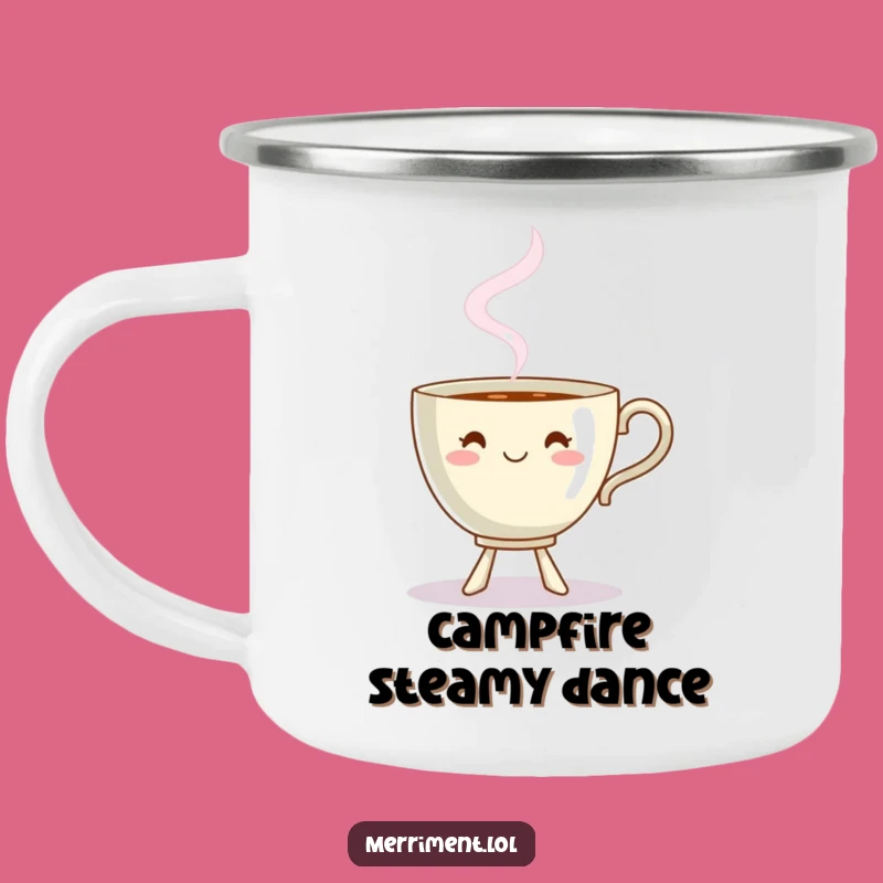 Funny Dancing Teacup Steam Shape Enamel Camping Mug - Whimsical Brews for Outdoor Fun