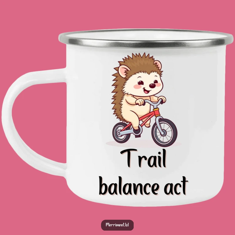 Funny Hedgehog Unicycle Camping Mug: Enjoy Drinks with Hilarious Outdoor Adventures