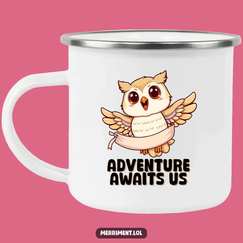 Funny Owl Banner Camping Mug: Outdoor Wisdom, Durable Funny Gift Cup