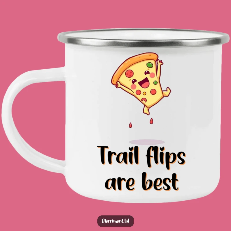 Funny Pizza Somersault Camping Mug - Durable Cartoon Adventure Cup