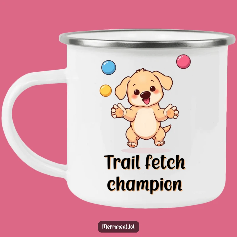 Funny Puppy Juggling Camping Mug: Outdoor Fun & Laughs - Ideal Gift!