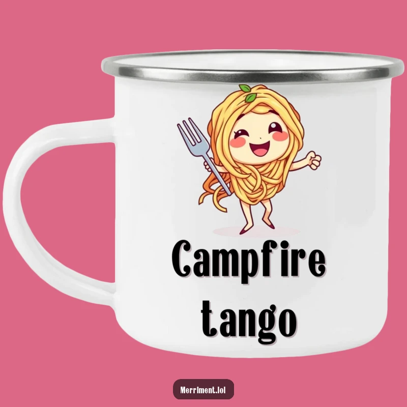 Funny Spaghetti Tango Fork Camping Mug: Campfire Culinary Fun