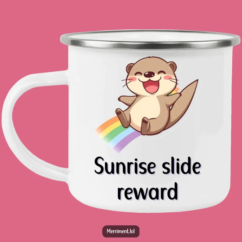 Funny Otter Rainbow Camping Mug: Adventure with Joy Funny Gift