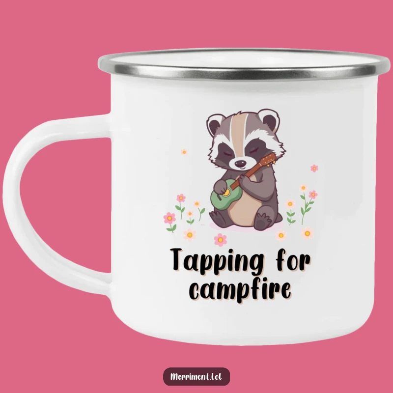Funny Badger Bloom Camping Mug: Nature's Magic for Your Outdoor Brew