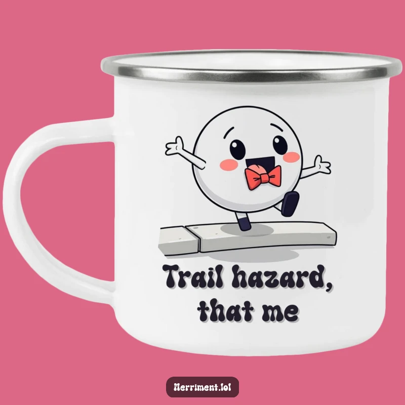 Funny Bouncing Ball Bowtie Curb Fall Camping Mug: Outdoor Antics Humor