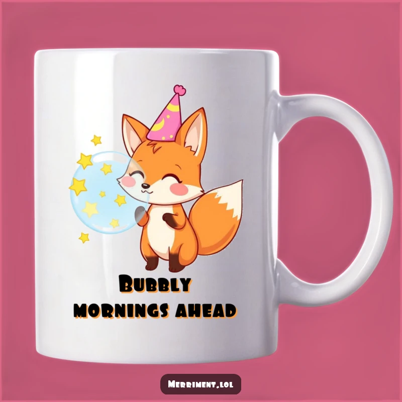 Funny Fox Party Mug: Celebrate Fun with a Star-Popping Bubble Blowing Fox