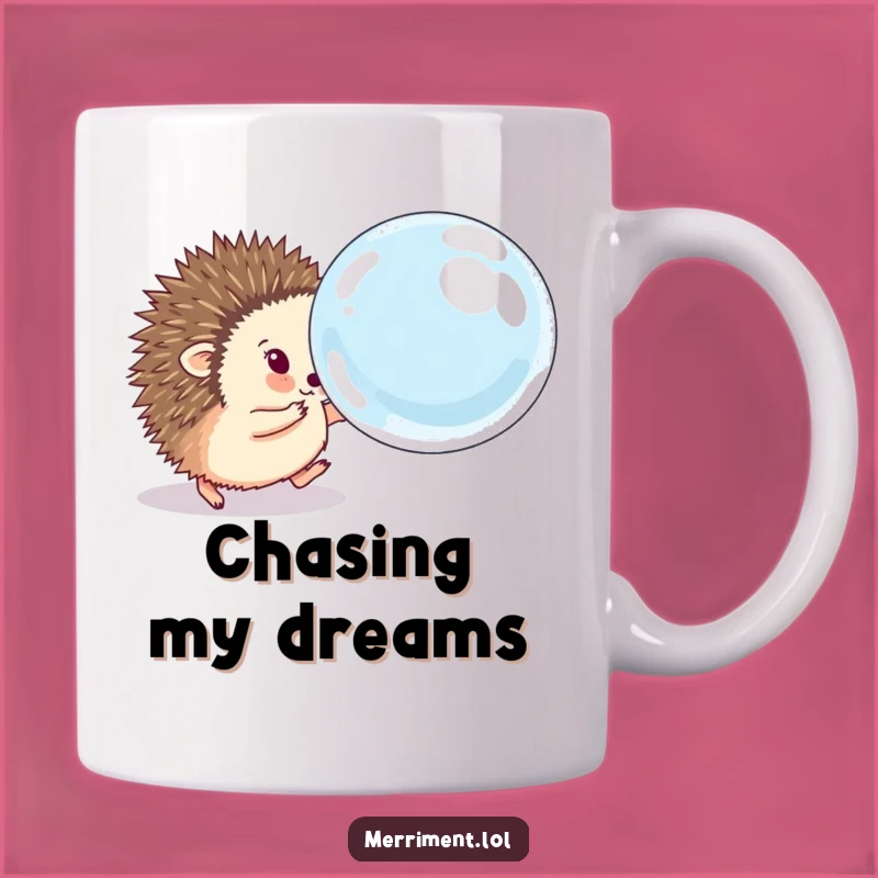 Funny Hedgehog Bubble Chase Mug Gift - Ambitious Prickle's Playful Pursuit Fun