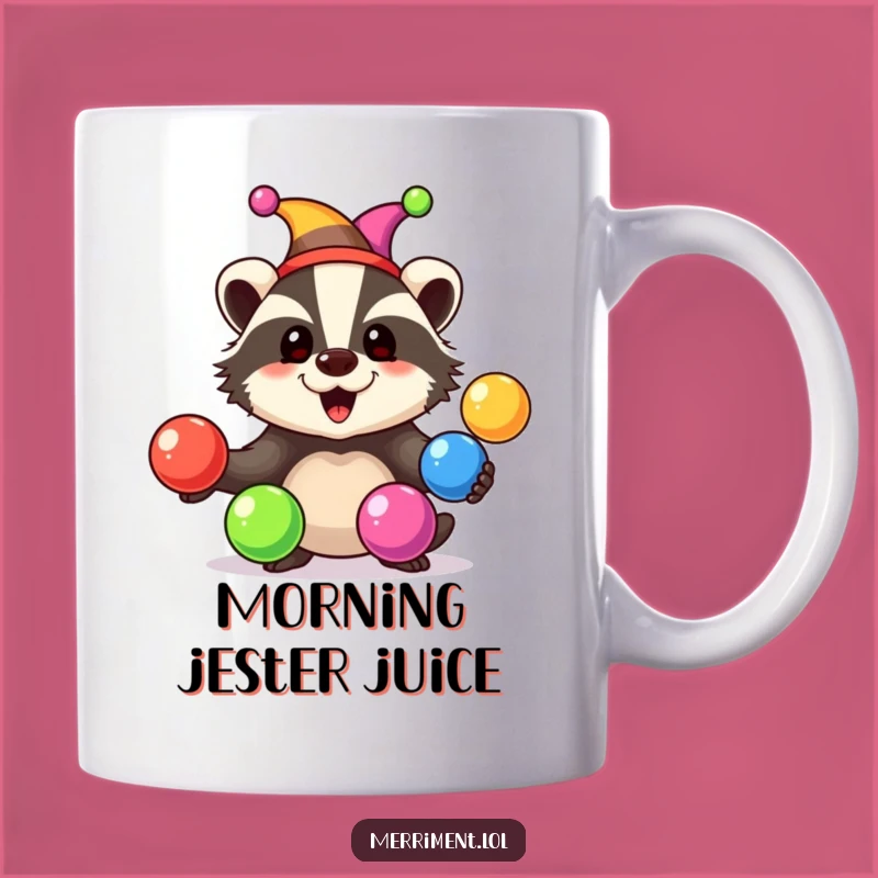 Funny Badger Jester Mug: Add a splash of humor and fun!
