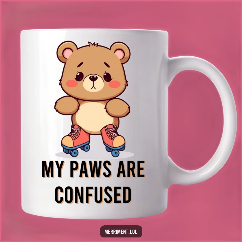 Funny Bewildered Bear Roller Skate Mug: Hilarious Wobble Gift for Skaters