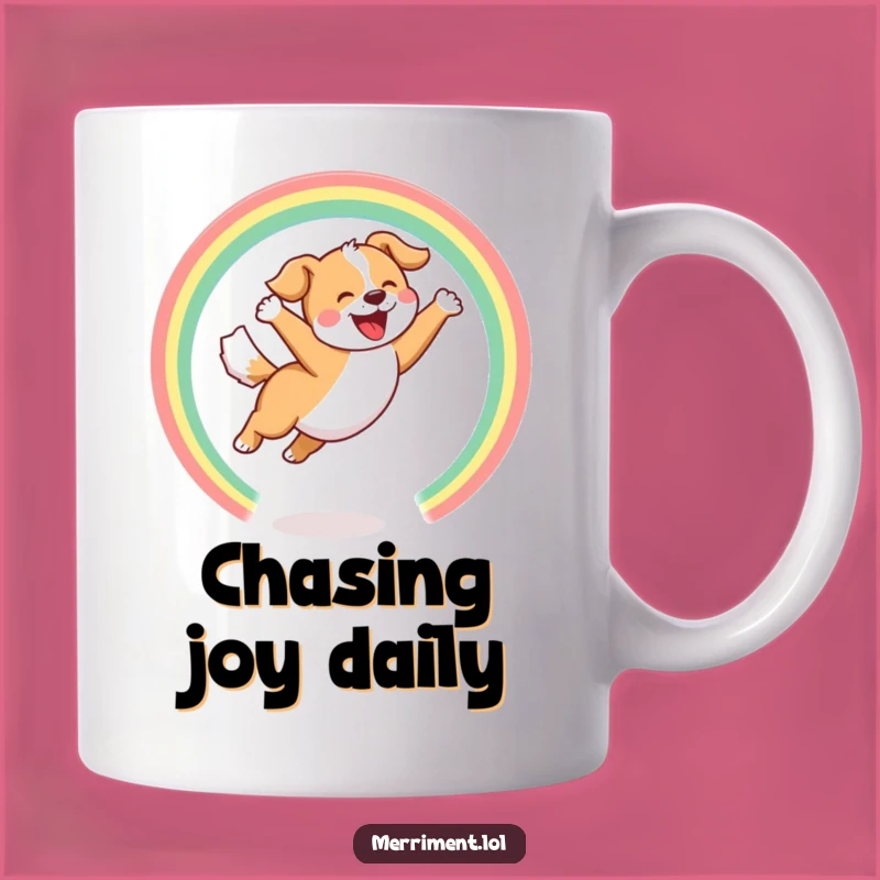 Funny Dog Rainbow Hoop Mug - Joyful Bark - Happy Pet Gift!