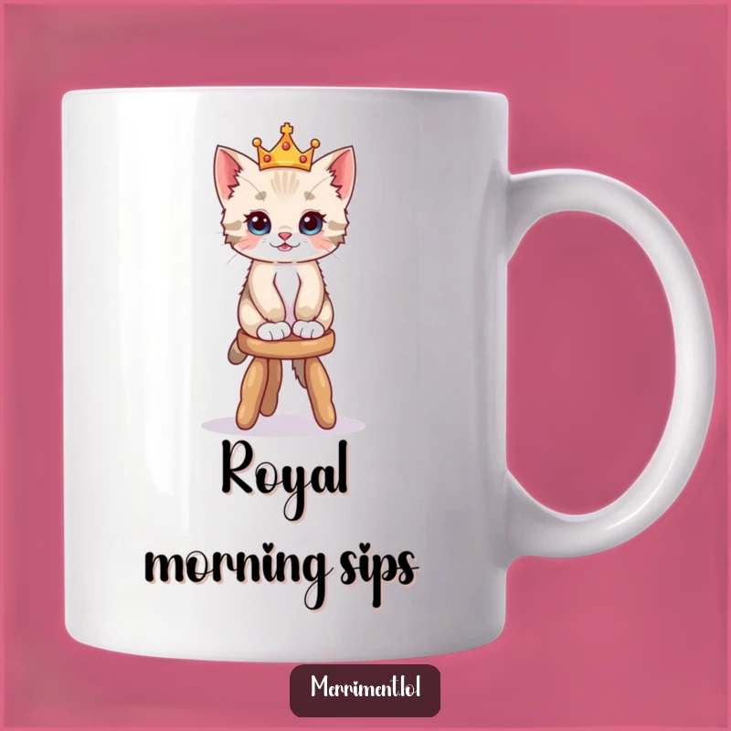 Funny Kitten Crown Mug - Playful Balancing Act Gift for Cat Lovers