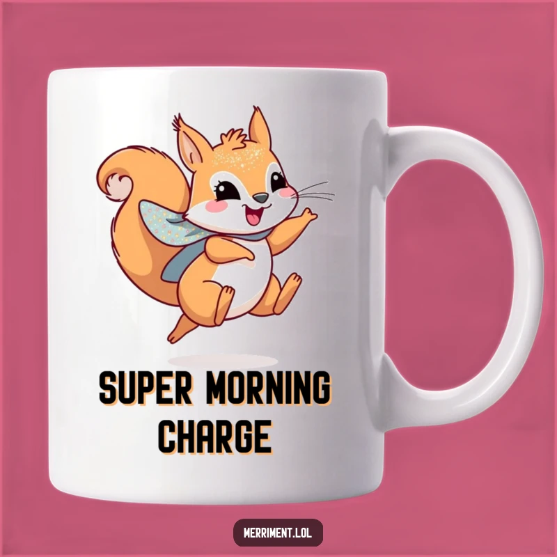Funny Squirrel Hero Mug - Sparkly Cape Leap for Joyful Mornings!