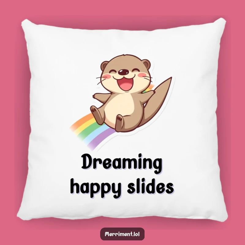 Funny Otter Rainbow Pillow: Cozy Joyful Comfort Funny Gift