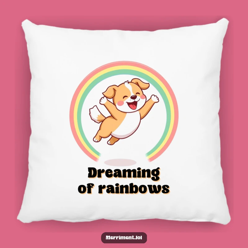 Funny Pillow - Dog Rainbow Hoop - Comfy Pet Humor Gift!