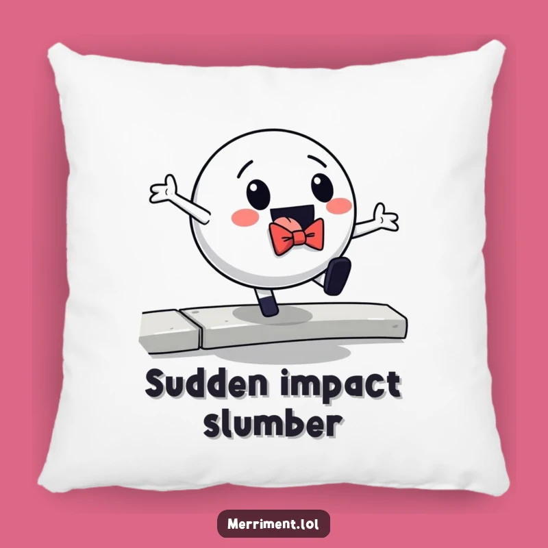 Funny Bouncing Ball Bowtie Curb Fall Pillow: Cushioned Comedy