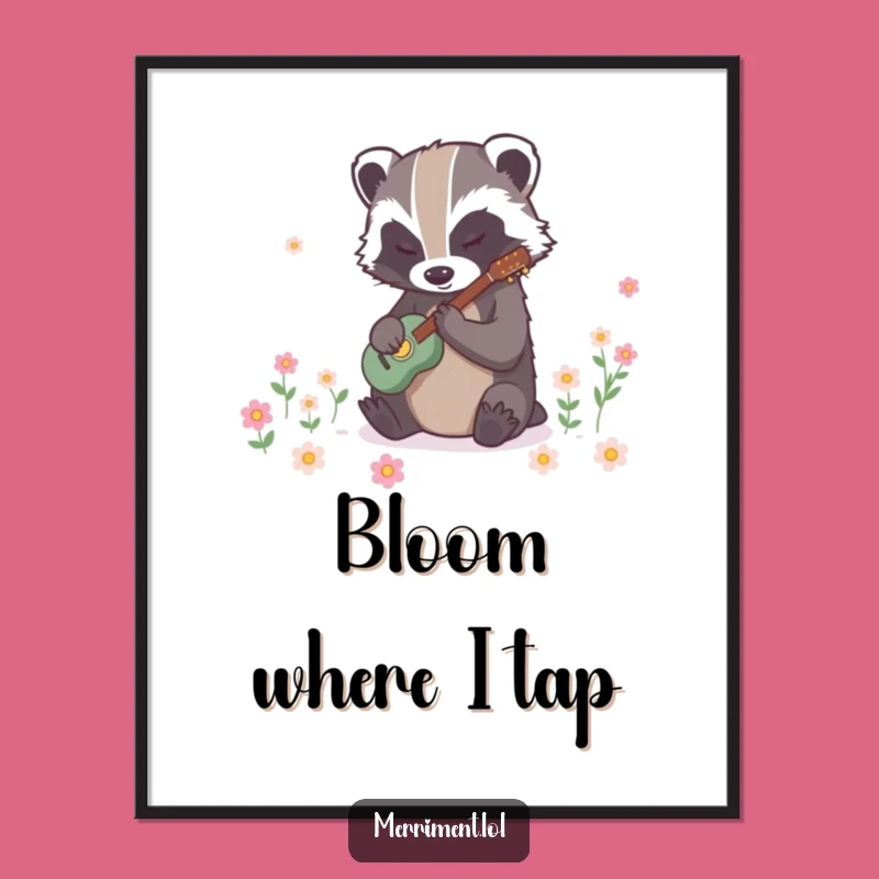 Funny Badger Bloom Digital Art: Instant Magical Decor for Nature Lovers