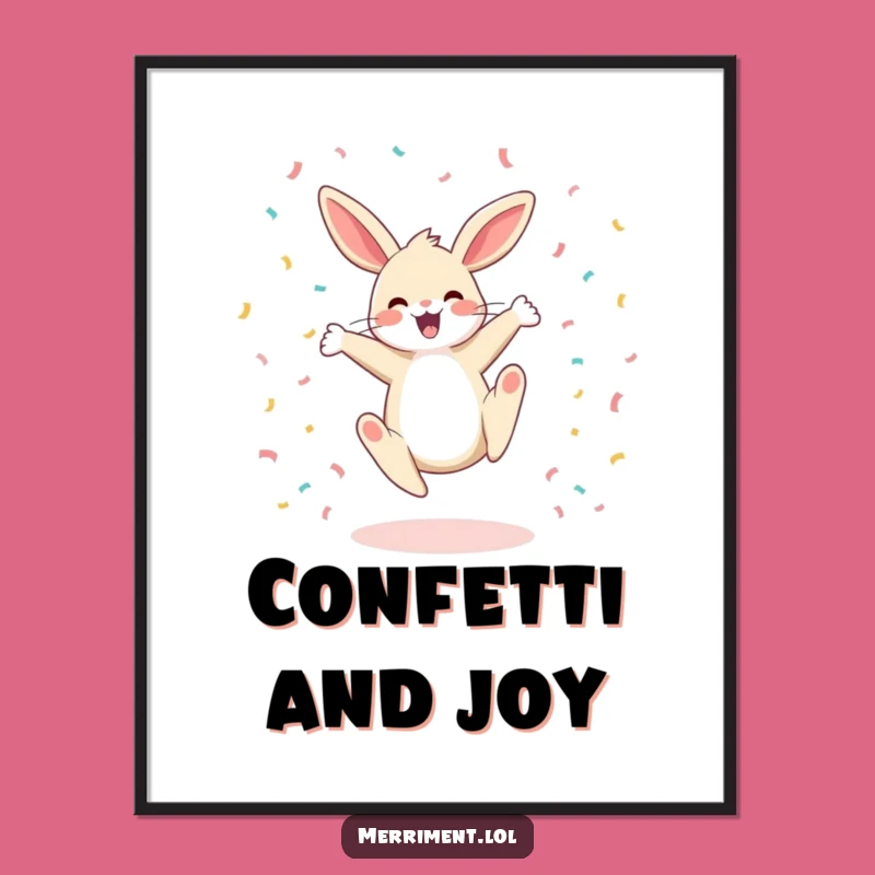 Funny Bunny Cartwheel Digital Art: Joyful Wall Decor Funny Gift