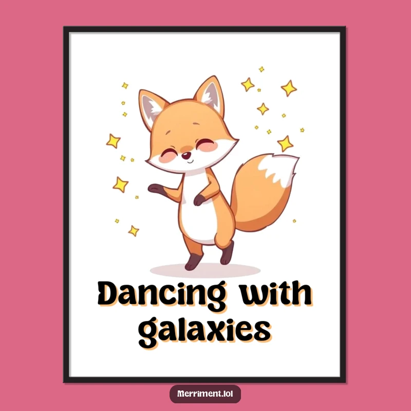 Funny Fox Star Digital Art: Whimsical Wall Decor Funny Gift