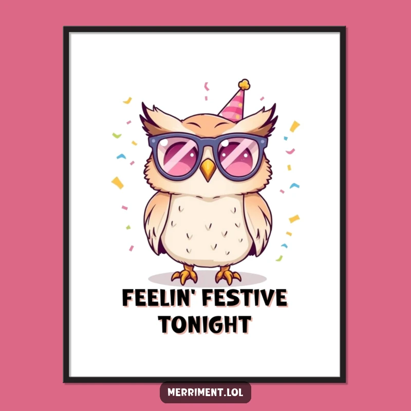 Funny Owl Party Digital Art: Instant Festive Fun Delivered