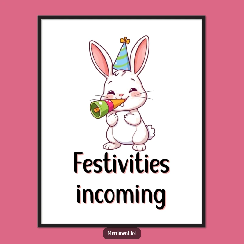 Funny Bunny Digital Art - Instant Party Cheer with a Cheerful Noisemaker!