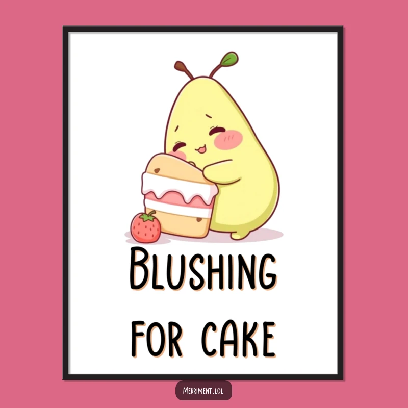 Funny Blushing Pear Cake Sneak Digital Art: Instant Sweetness