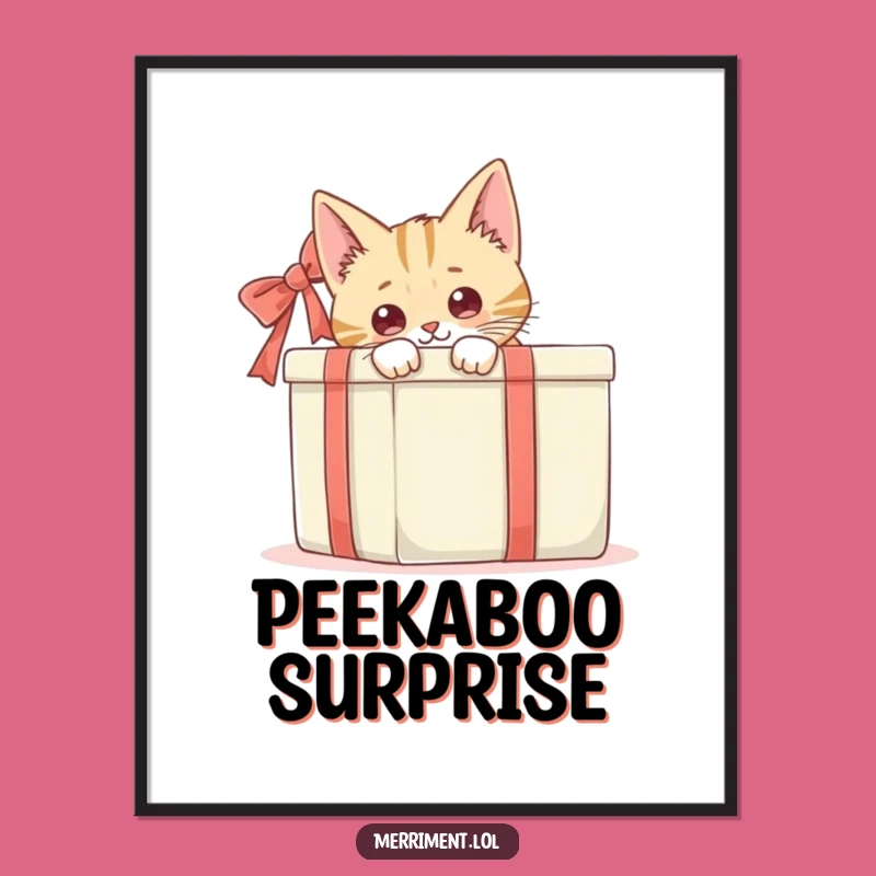 Funny Cat Gift Box Digital Art Print: Hilarious Art for a Playful Space!