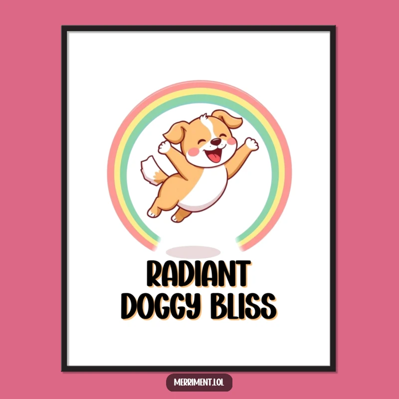 Funny Digital Art Print - Dog Rainbow Hoop - Instant Pet Humor Gift!