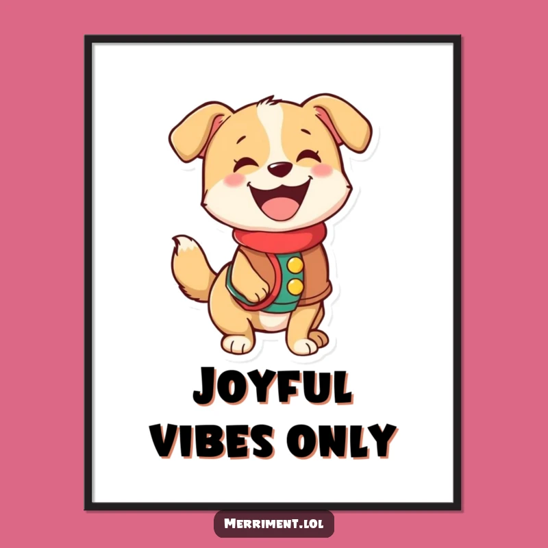 Funny Dog Digital Art: Happy Wagging Tail, Festive Scene, Cheerful Instant Download Gift