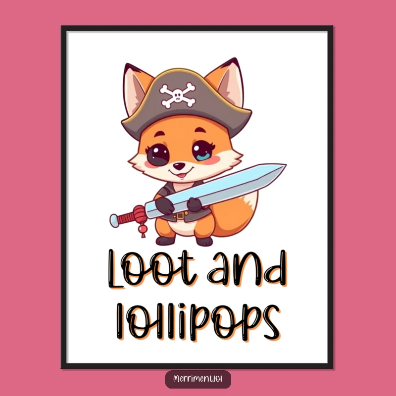 Funny Fox Pirate Art Print: Decorate with Sweet Swashbuckling Fun