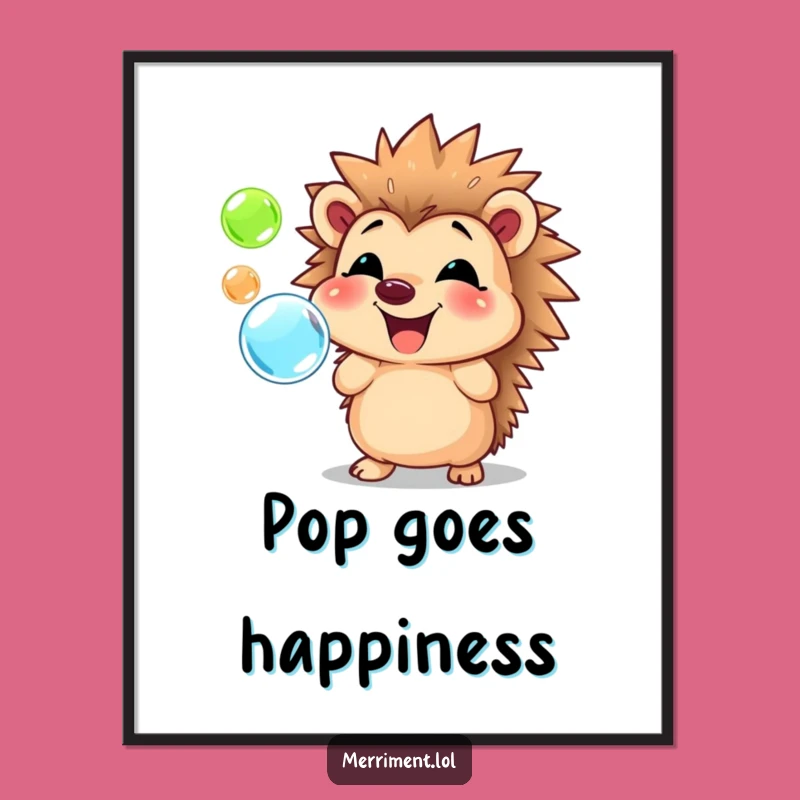 Funny Hedgehog Bubble Digital Print: Instant Cheerful Art for Joyful Spaces