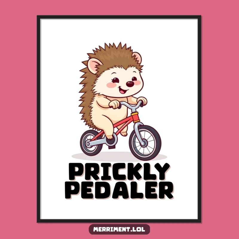 Funny Hedgehog Unicycle Digital Art: Hilarious Print for Cyclists and Art Lovers
