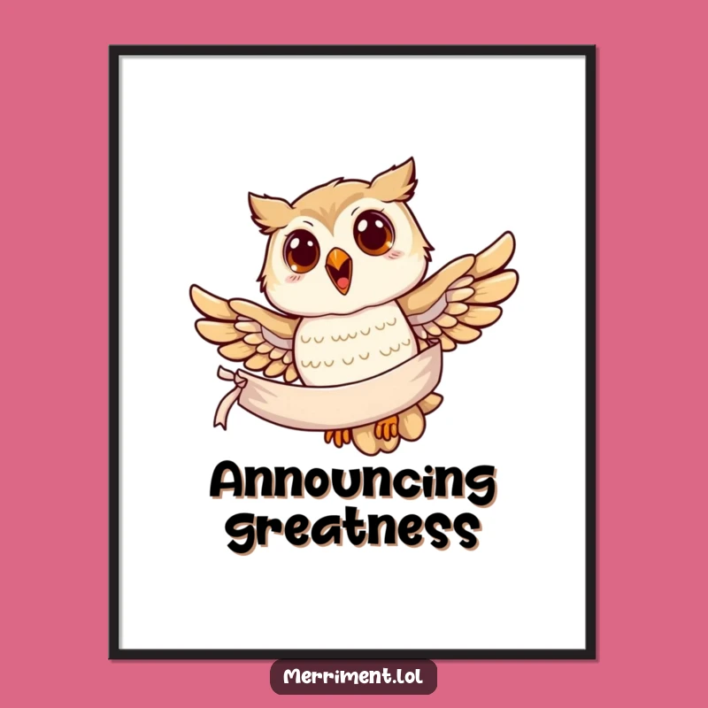 Funny Owl Banner Digital Art: Printable Wise Design, Instant Funny Gift Download