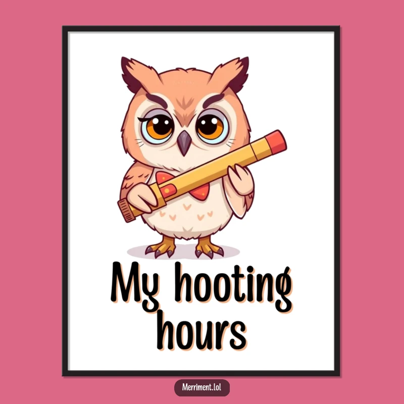 Funny Owl Kazoo Digital Art - Determined Silly Print Gift