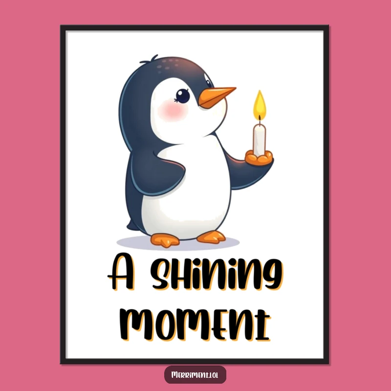 Funny Penguin Candle Digital Art: Instant Quirky Decor
