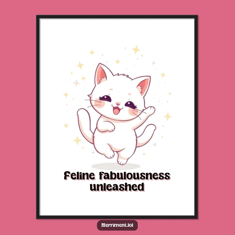 Funny Radiant Cat Glitter Digital Print: Instant Dazzling Art for Walls