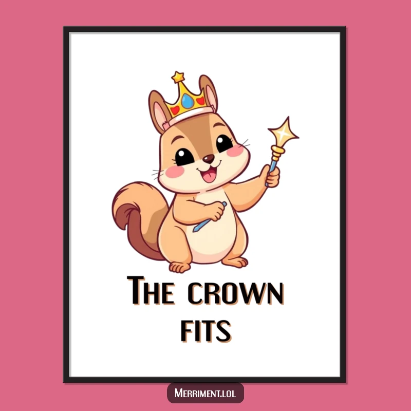 Funny Regal Squirrel Digital Art: Majestic Decor Funny Gift