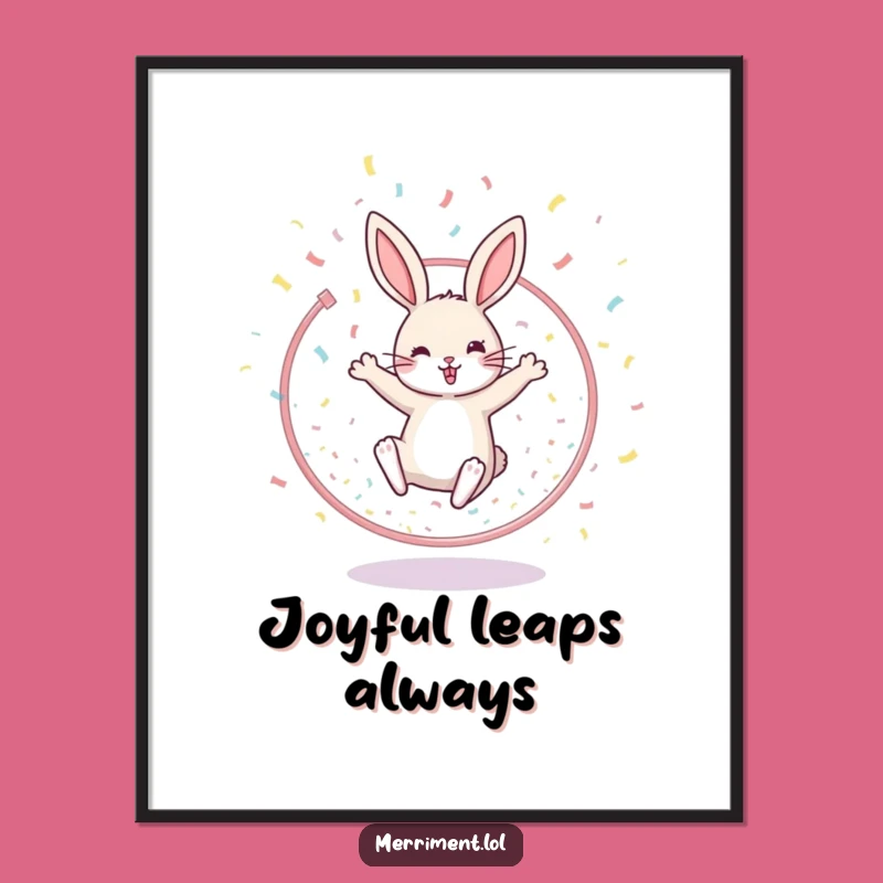 Funny Rabbit Hoop Digital Art - Cheerful Leaping Print Gift