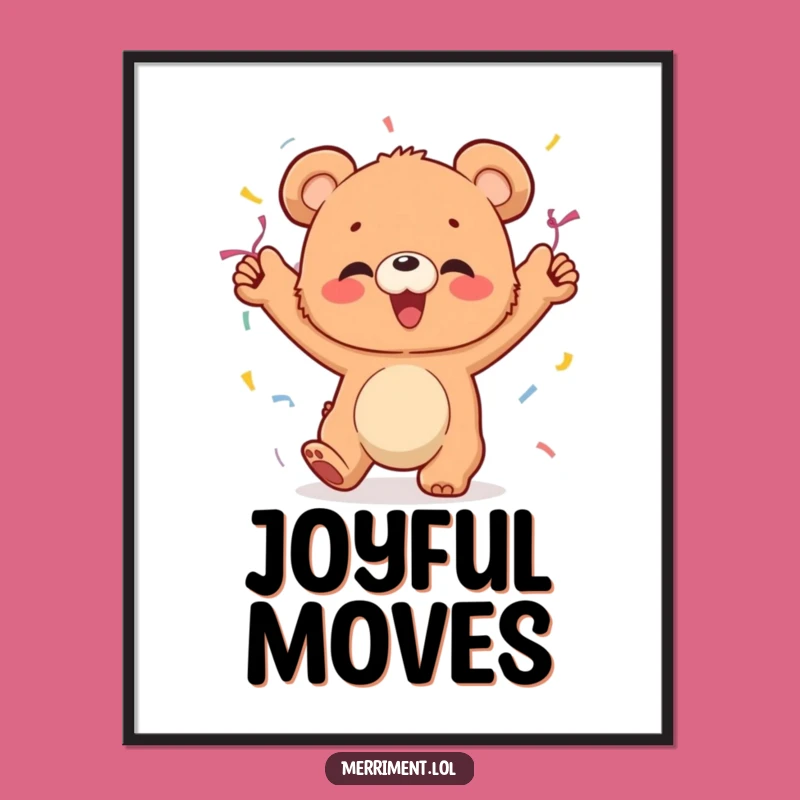 Funny Bear Cub Dancing Digital Art: Festive, Giggle-Worthy Wall Art
