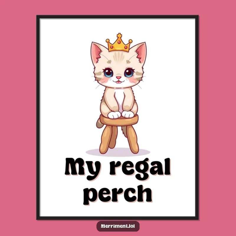 Funny Kitten Crown Digital Art - Playful Balancing Print Gift