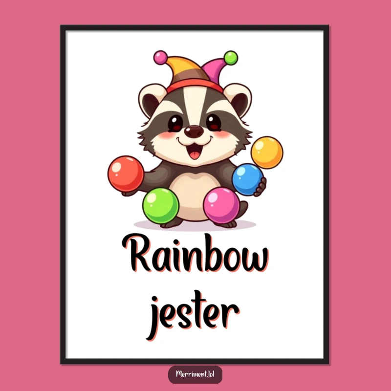 Funny Badger Jester Digital Art: Instant circus fun for your walls!