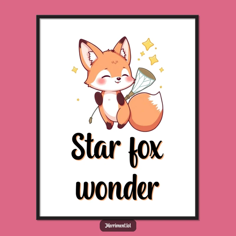 Funny Fox Digital Art: Sparkly Star Catcher - Instant Magical Gift